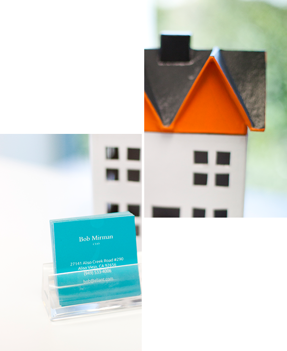 model home with business cards